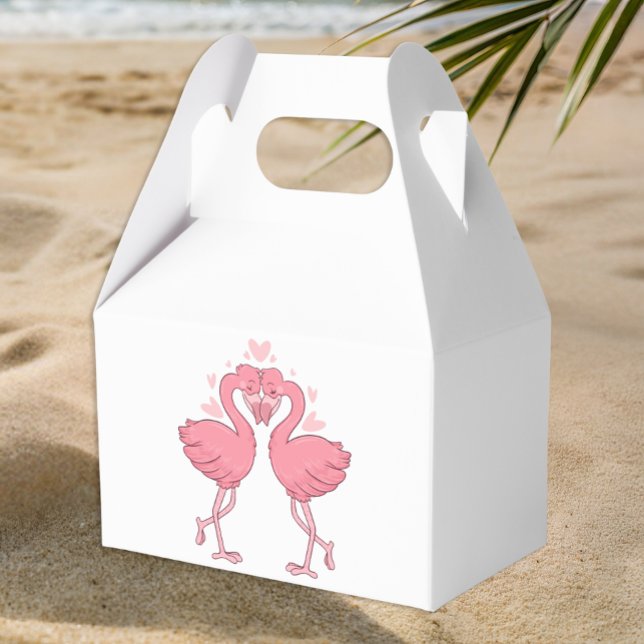 Pink Flamingo Tropical Beach Hawaiian Wedding Presentaskar (Skapare uppladdad)