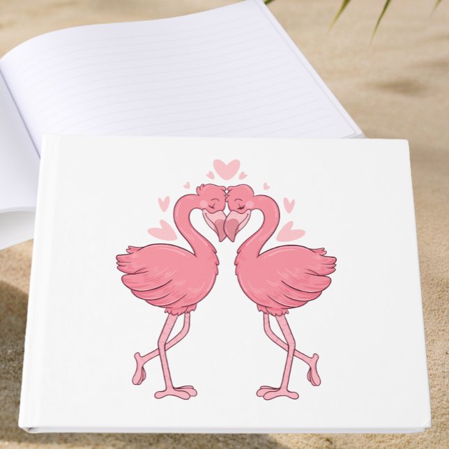Pink Flamingo Tropical Hawaiian Beach Wedding Gästböcker (Skapare uppladdad)