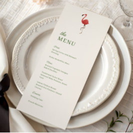Pink Flamingo Tropics Coastal Wedding Dinner Meny