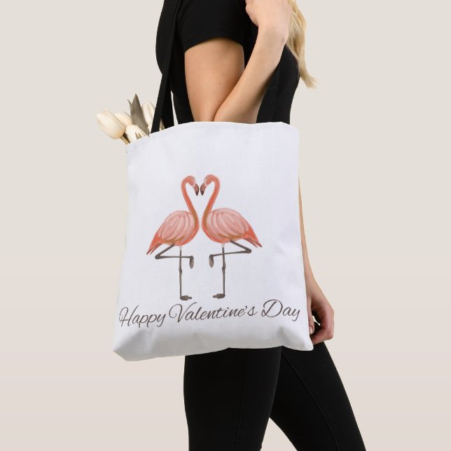 Pink Flamingo Valentine's Mug – Whimsical Romantic Tygkasse (Närbild)
