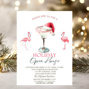 Pink Flamingos Cocktail Santa Hatt Öppet Hus Inbjudningar