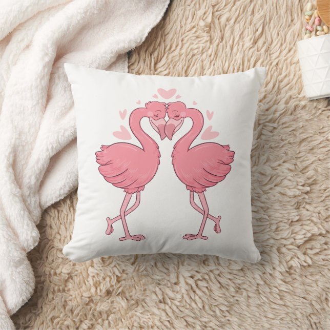 Pink Flamingos Wedding Beach Tropical Summer Kudde (Filt)