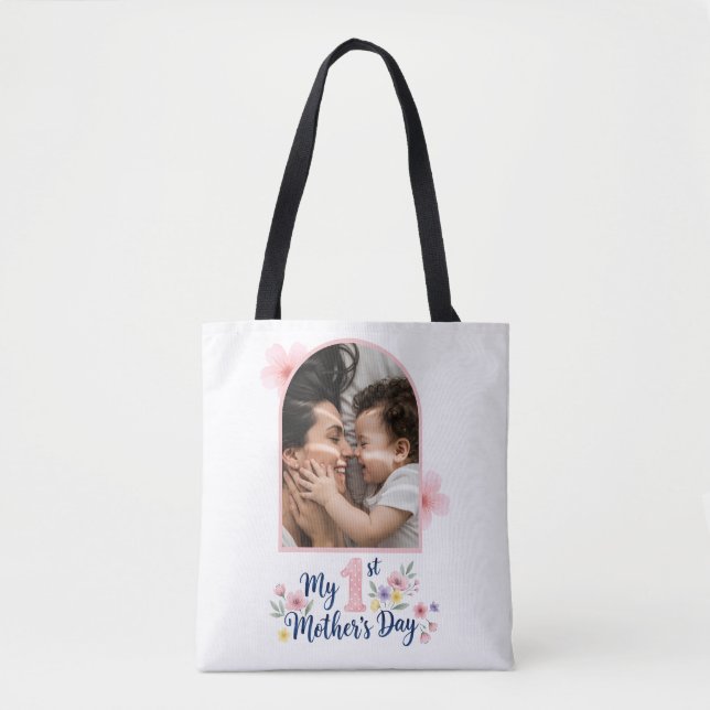  Pink Floral 1st Mother's Day Custom Keepsake Tygkasse (Framsida)