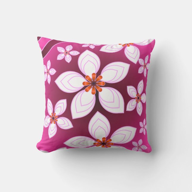 Pink Floral Abstract Pattern | Aesthetic Flower Ar Kudde (Framsida)