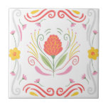 Pink Floral Accent tile Kakelplatta<br><div class="desc">Pink Floral Decorative tiles bring an air of whimsy.</div>