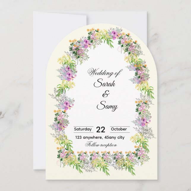 Pink Floral Arch Wedding Invitation  Inbjudningar (Framsida)