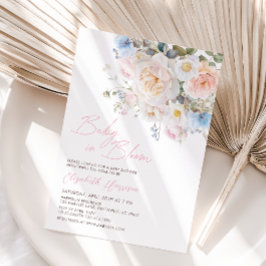 Pink Floral Baby in Bloom Baby Shower Inbjudningar
