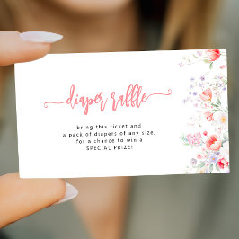 Pink floral baby shower diaper raffle ticket tilläggskort