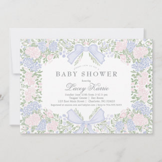 Pink Floral Baby Shower Invitation,  Inbjudningar