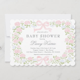 Pink Floral Baby Shower Invitation,  Invitation Inbjudningar