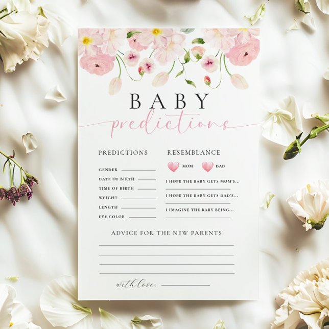 Pink Floral Baby Shower Prediction Advice Game (Skapare uppladdad)