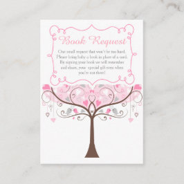 Pink Floral Bird Baby Shower Book Request Tilläggskort