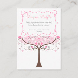 Pink Floral Bird Baby Shower Diaper Raffle Tilläggskort