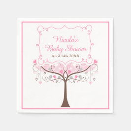 Pink Floral Bird Baby Shower Pappersservett