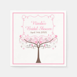 Pink Floral Bird Bridal Shower  Pappersservett