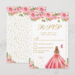 Pink Floral Blonde Hair Princess Sweet Sixteen OSA Kort