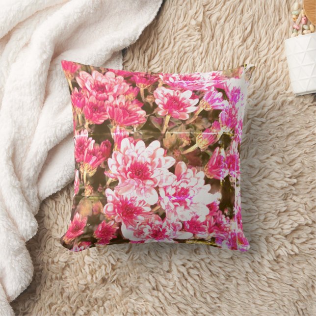 Pink Floral Bloom Pattern – Soft Botanical Design Kudde (Filt)