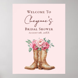 Pink Floral Boho Cowgirl Bridal Shower Welcome Poster