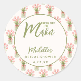 Pink Floral Bow Fresh Off The Market Runt Klistermärke