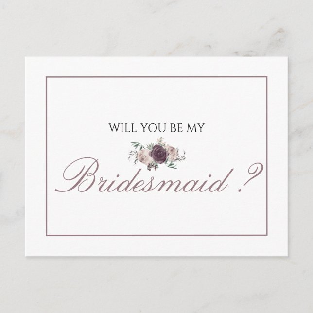 Pink Floral Bridal Party kommer du att bli min bri Inbjudan Vykort (Framsida)