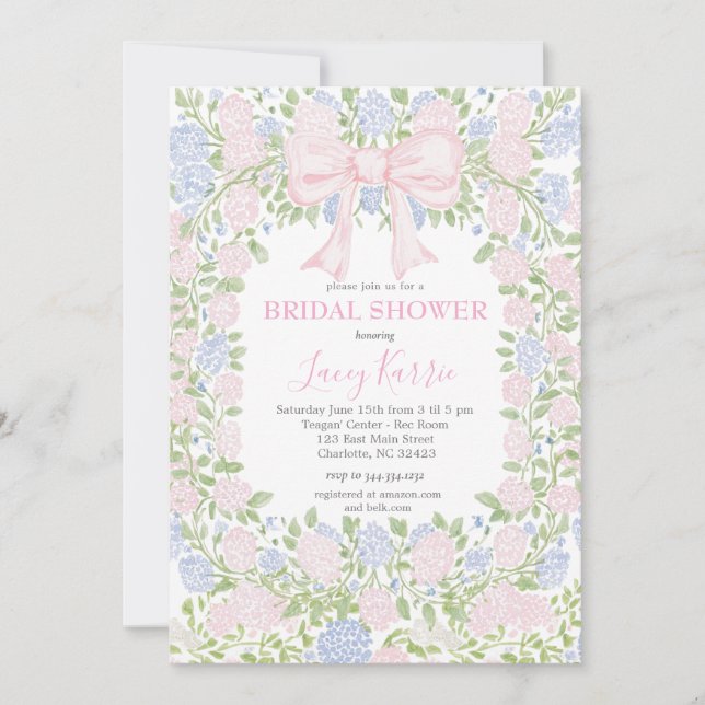 Pink  Floral Bridal Shower Invitation Inbjudningar (Framsida)