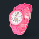 Pink Floral Bunny Armbandsur<br><div class="desc">A Cute Pink Floral Bunny With Numbers e watch for a Girl to Wear</div>
