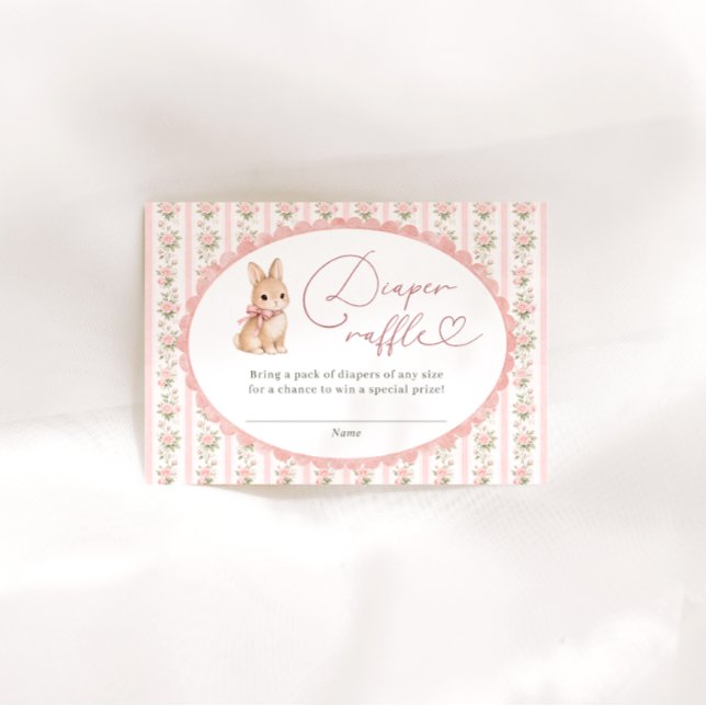 Pink Floral Bunny Diaper Raffle Tilläggskort (Skapare uppladdad)