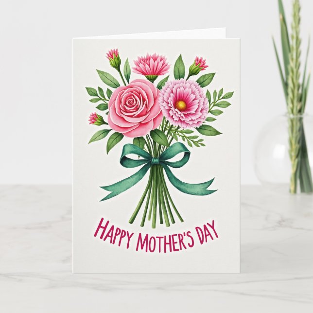 Pink Floral Celebration Card Kort (Framsida)