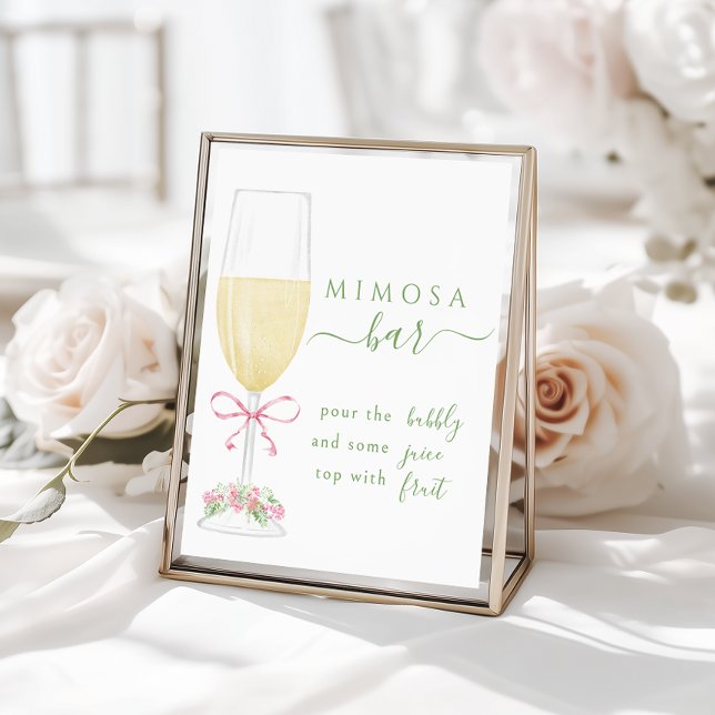 Pink Floral Champagne Mimosa Bar Sign Poster (Skapare uppladdad)