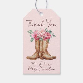 Pink Floral Cowgirl Boots BRIDAL SHOWER Thank You Presentetikett