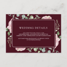 Pink Floral Eucalyptus Burgundy Wedding Details