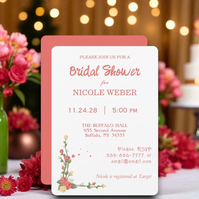 Pink Floral Flower Bridal Shower Invitation Inbjudningar (Skapare uppladdad)