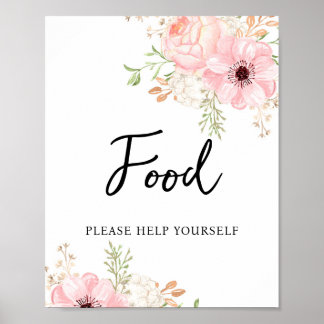 Pink Floral Food Baby Shower Poster