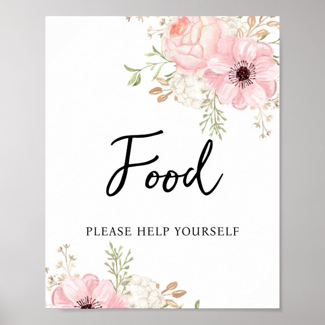 Pink Floral Food Baby Shower Poster (Framsidan)