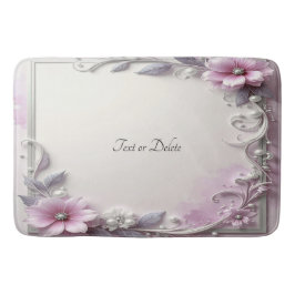 Pink Floral Frame Bath Mat Badrumsmatta