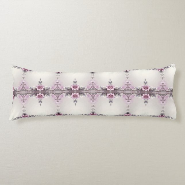 Pink Floral Frame Body Pillow Kroppskudde (Framsidan)
