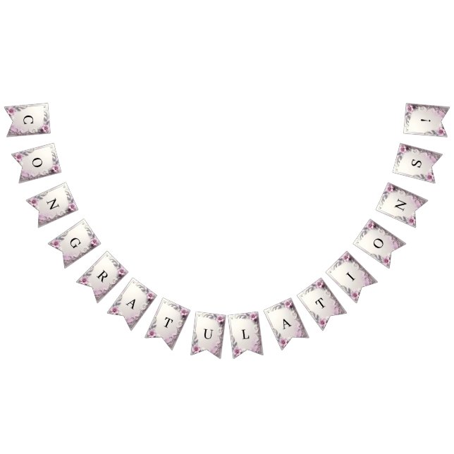 Pink Floral Frame Bunting Flag Vimplar (Alla)