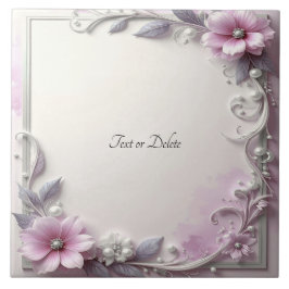 Pink Floral Frame Ceramic Tile Kakelplatta