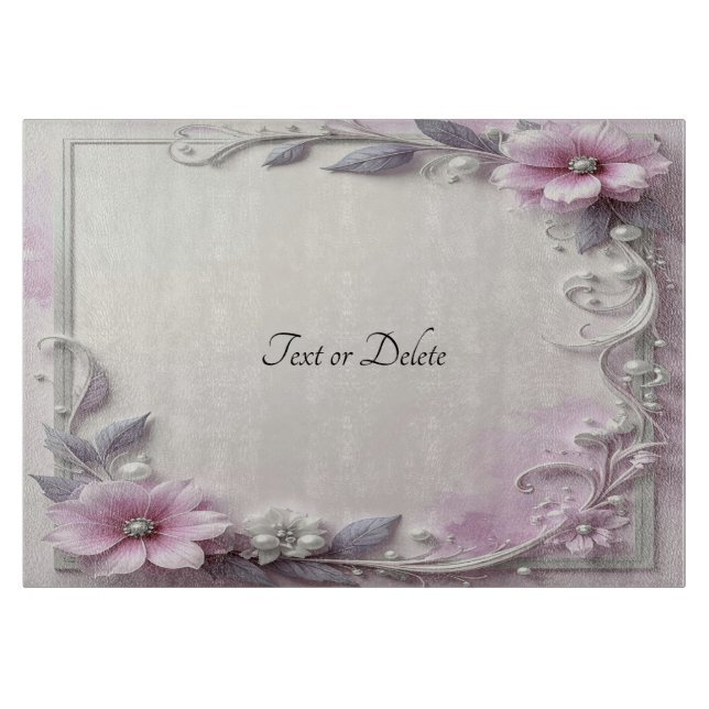 Pink Floral Frame Cutting Board (Framsidan)
