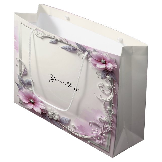 Pink Floral Frame Gift Bag (Framsidan Vinklad)