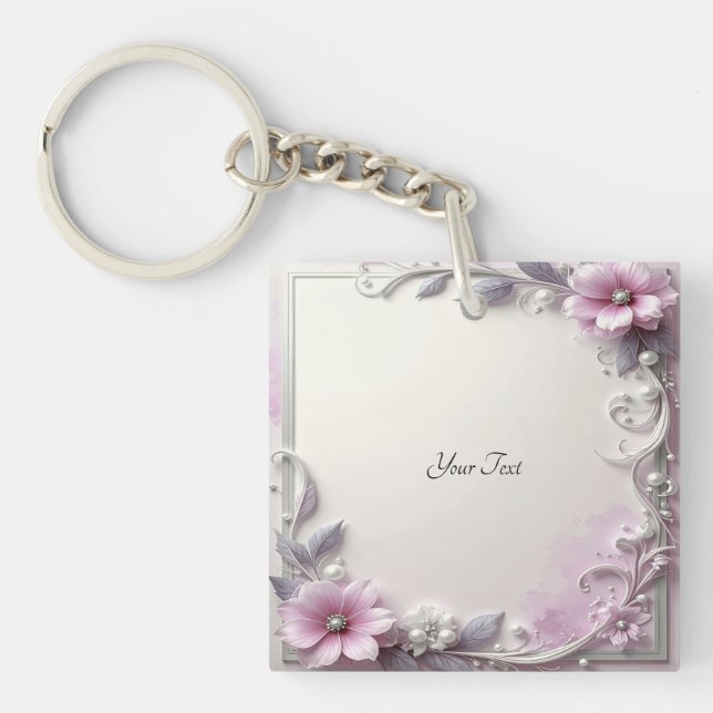 Pink Floral Frame Keychain (Framsidan)