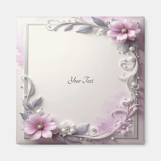 Pink Floral Frame Magnet (Framsidan)