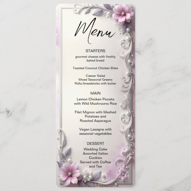 Pink Floral Frame Menu Meny (Framsida)
