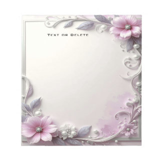 Pink Floral Frame Notepad Anteckningsblock