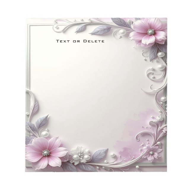 Pink Floral Frame Notepad Anteckningsblock (Framsida)