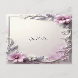 Pink Floral Frame Postcard Vykort