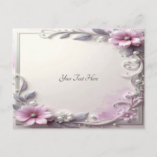 Pink Floral Frame Postcard Vykort
