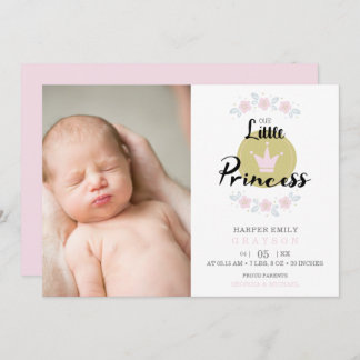 Pink Floral Garland Princess Crown Newborn Girl Meddelande