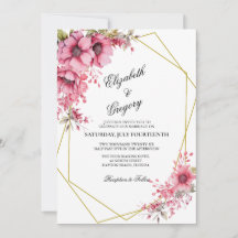 Pink Floral Geometric Wedding Invitation
