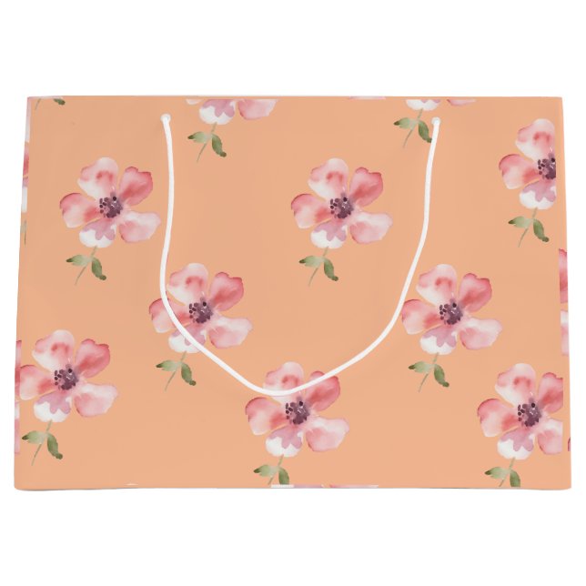 Pink Floral Gift Bag – Orange Pastel Pattern (Framsidan)